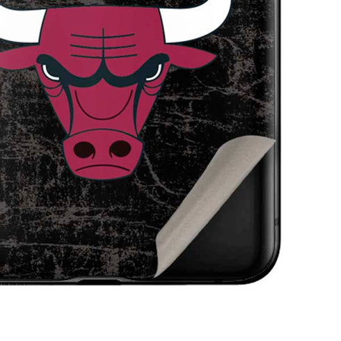 NBA Chicago Bulls Black Distressed Galaxy Z Flip Skin