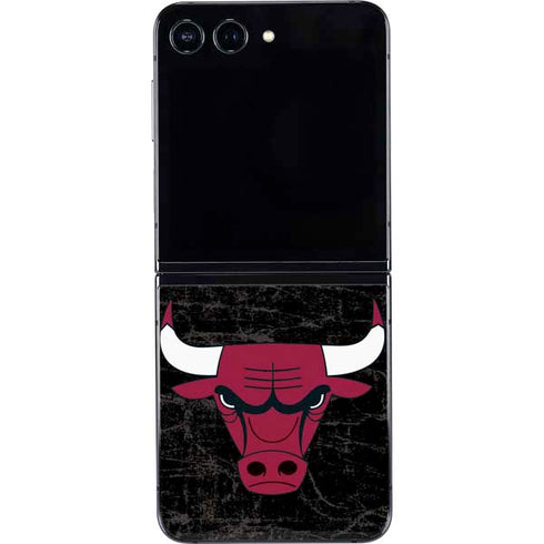 NBA Chicago Bulls Black Distressed Galaxy Z Flip5 5G Skin