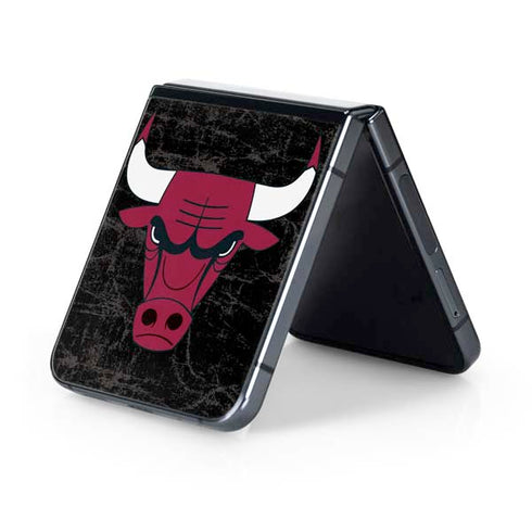 NBA Chicago Bulls Black Distressed Galaxy Z Flip5 5G Skin