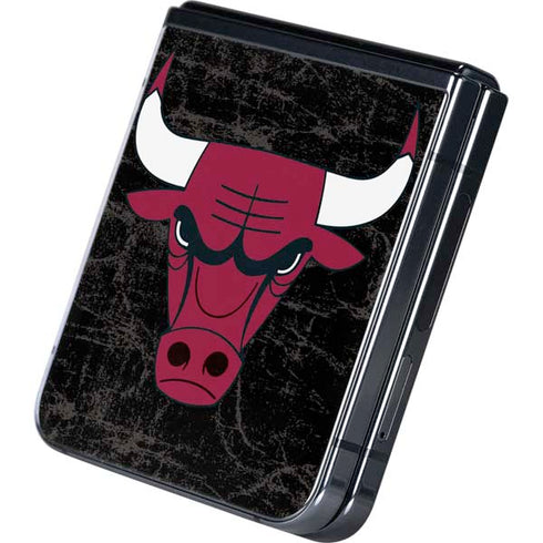 NBA Chicago Bulls Black Distressed Galaxy Z Flip5 5G Skin