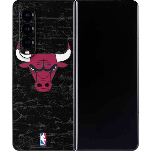 NBA Chicago Bulls Black Distressed Galaxy Z Fold4 5G Skin