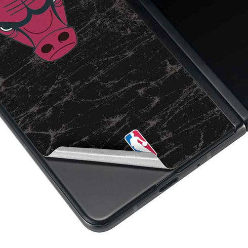NBA Chicago Bulls Black Distressed Galaxy Z Fold4 5G Skin