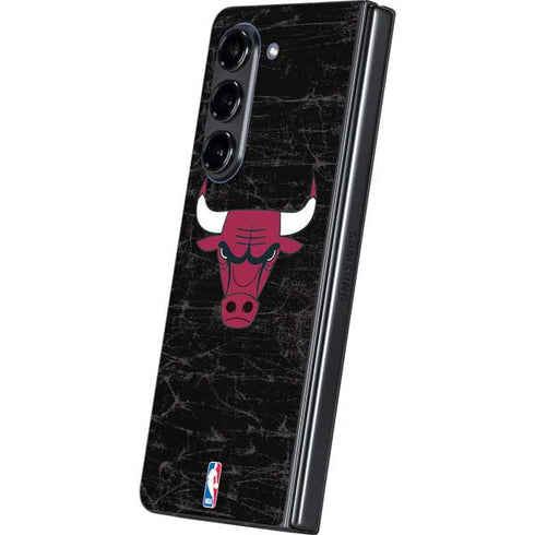 NBA Chicago Bulls Black Distressed Galaxy Z Fold5 5G Skin