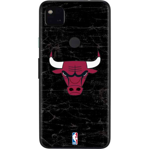 NBA Chicago Bulls Black Distressed Google Pixel 4a Skin