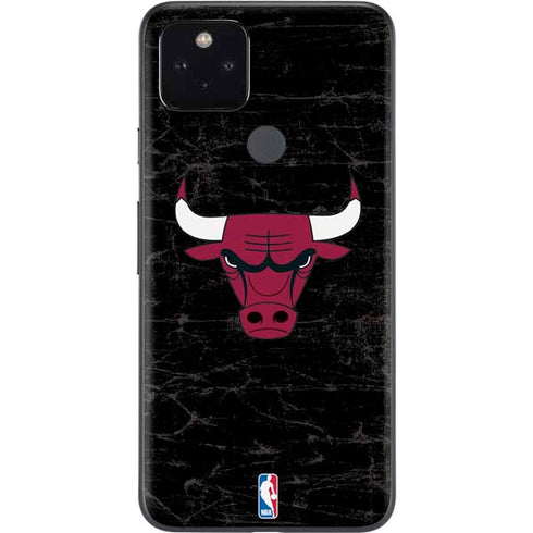 NBA Chicago Bulls Black Distressed Google Pixel 5a Skin