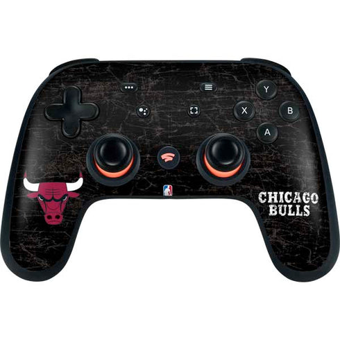 NBA Chicago Bulls Black Distressed Google Stadia Controller Skin