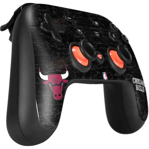 NBA Chicago Bulls Black Distressed Google Stadia Controller Skin