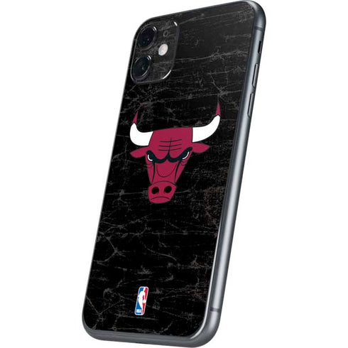 NBA Chicago Bulls Black Distressed iPhone 11 Skin