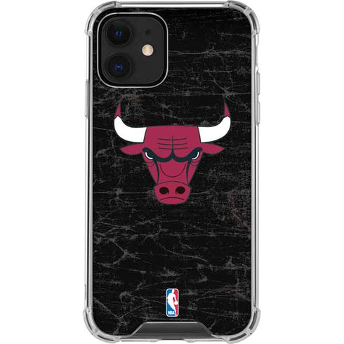 NBA Chicago Bulls Black Distressed iPhone 12 Clear Case