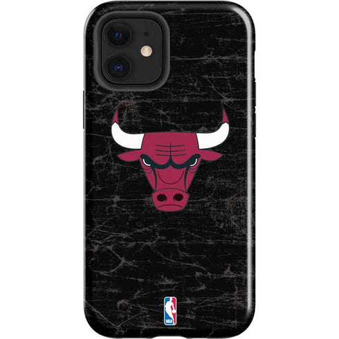 NBA Chicago Bulls Black Distressed iPhone 12 Impact Case