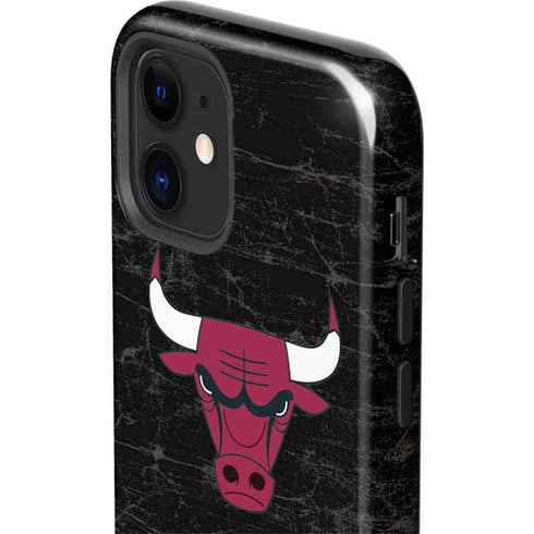 NBA Chicago Bulls Black Distressed iPhone 12 Impact Case