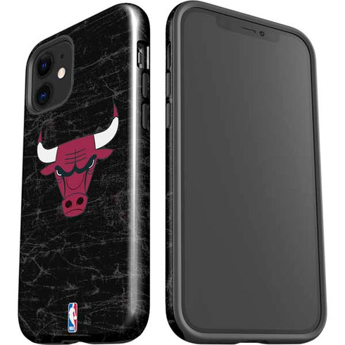 NBA Chicago Bulls Black Distressed iPhone 12 Impact Case