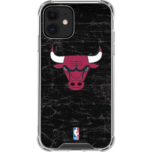 NBA Chicago Bulls Black Distressed iPhone 12 Mini Clear Case