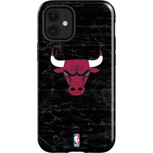 NBA Chicago Bulls Black Distressed iPhone 12 Mini Impact Case
