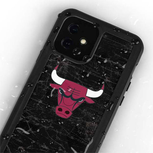 NBA Chicago Bulls Black Distressed iPhone 12 Mini Waterproof Case