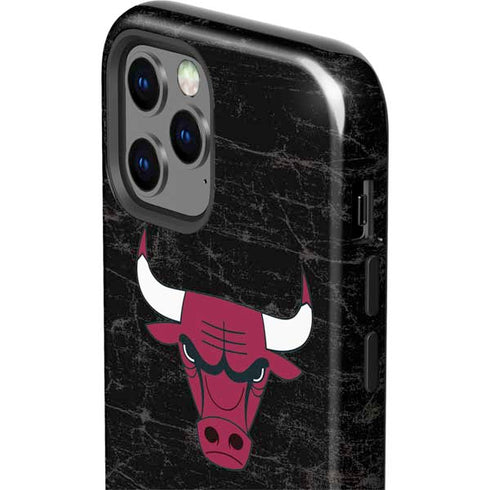 NBA Chicago Bulls Black Distressed iPhone 12 Pro Impact Case