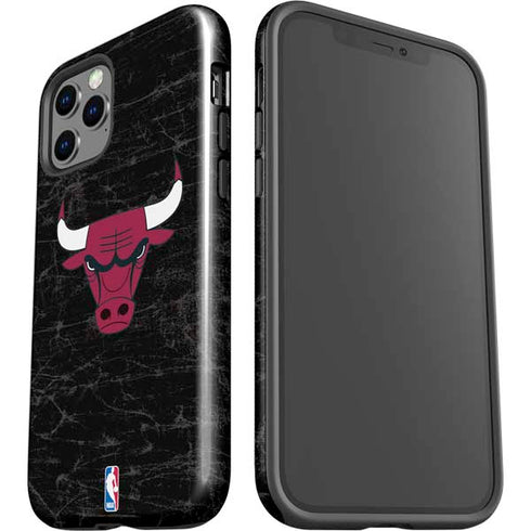 NBA Chicago Bulls Black Distressed iPhone 12 Pro Impact Case