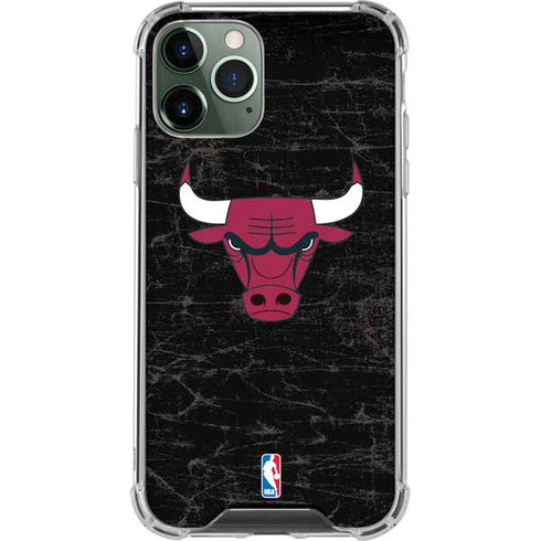 NBA Chicago Bulls Black Distressed iPhone 12 Pro Max Clear Case