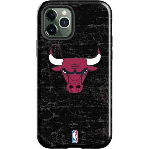 NBA Chicago Bulls Black Distressed iPhone 12 Pro Max Impact Case