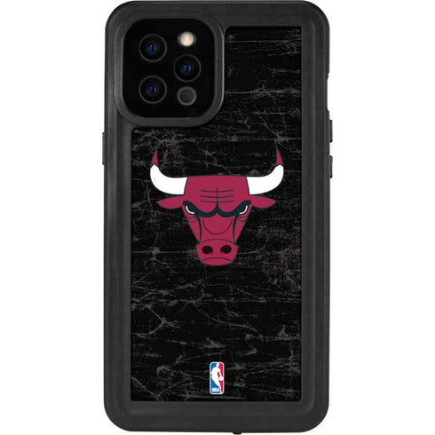 NBA Chicago Bulls Black Distressed iPhone 12 Pro Max Waterproof Case
