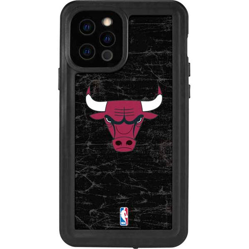 NBA Chicago Bulls Black Distressed iPhone 12 Pro Waterproof Case