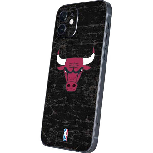 NBA Chicago Bulls Black Distressed iPhone 12 Skin