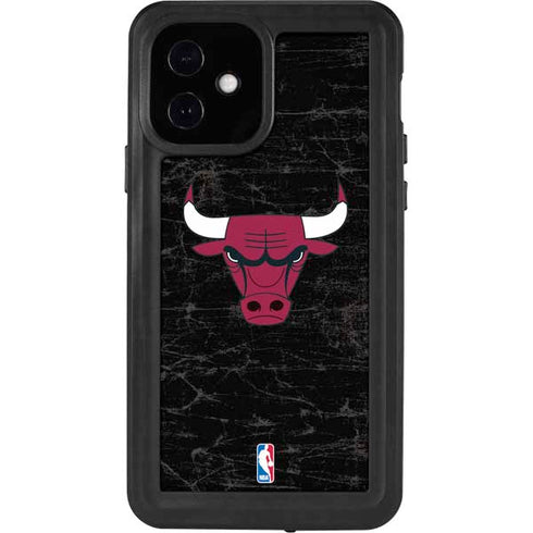 NBA Chicago Bulls Black Distressed iPhone 12 Waterproof Case