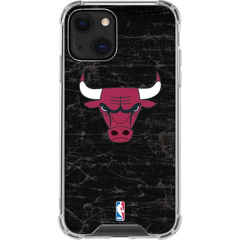 NBA Chicago Bulls Black Distressed iPhone 13 Clear Case