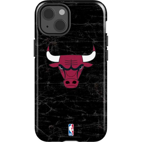 NBA Chicago Bulls Black Distressed iPhone 13 Impact Case