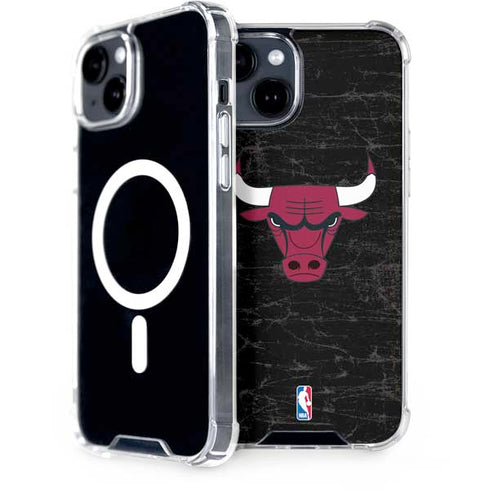 NBA Chicago Bulls Black Distressed iPhone 13 MagSafe Case
