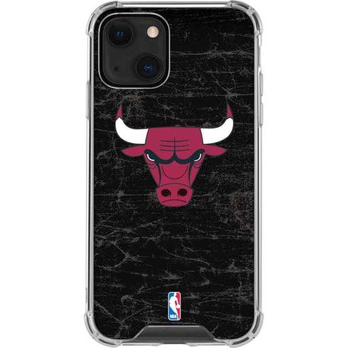 NBA Chicago Bulls Black Distressed iPhone 13 Mini Clear Case