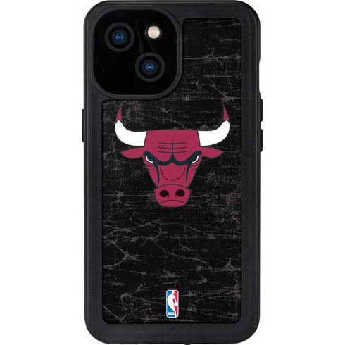 NBA Chicago Bulls Black Distressed iPhone 13 Mini Waterproof Case
