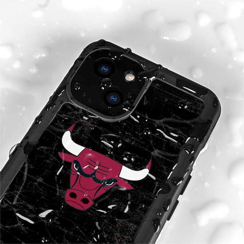 NBA Chicago Bulls Black Distressed iPhone 13 Mini Waterproof Case