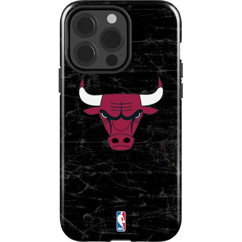 NBA Chicago Bulls Black Distressed iPhone 13 Pro Impact Case