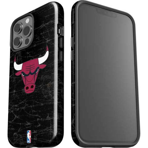 NBA Chicago Bulls Black Distressed iPhone 13 Pro Max Impact Case