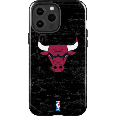 NBA Chicago Bulls Black Distressed iPhone 13 Pro Max Impact Case