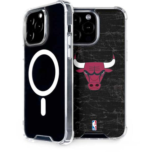 NBA Chicago Bulls Black Distressed iPhone 13 Pro Max MagSafe Case