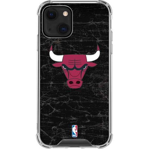 NBA Chicago Bulls Black Distressed iPhone 14 Clear Case