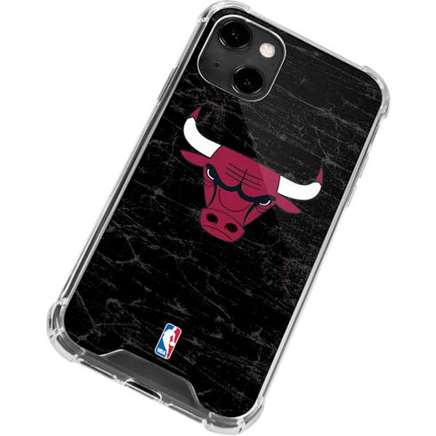 NBA Chicago Bulls Black Distressed iPhone 14 Clear Case