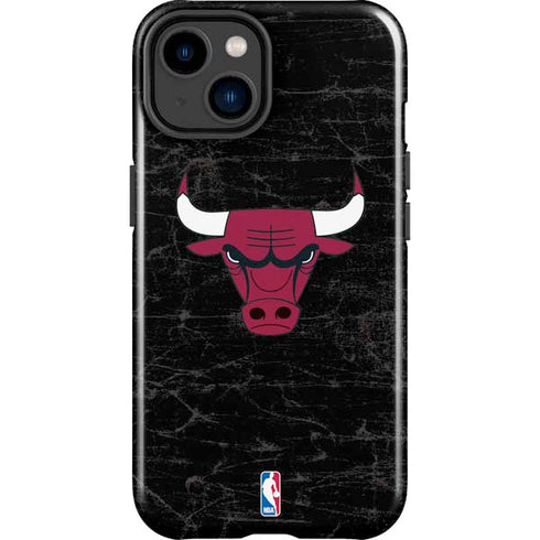 NBA Chicago Bulls Black Distressed iPhone 15 Plus Impact Case