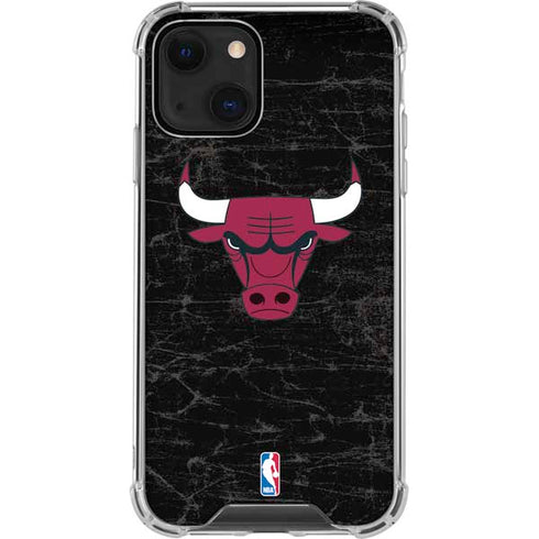 NBA Chicago Bulls Black Distressed iPhone 15 Plus Clear Case