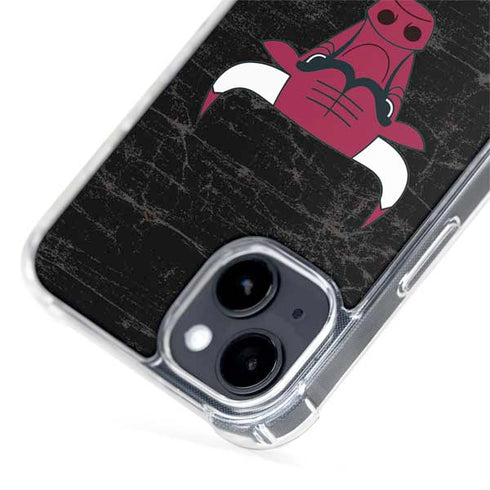 NBA Chicago Bulls Black Distressed iPhone 15 Plus MagSafe Case