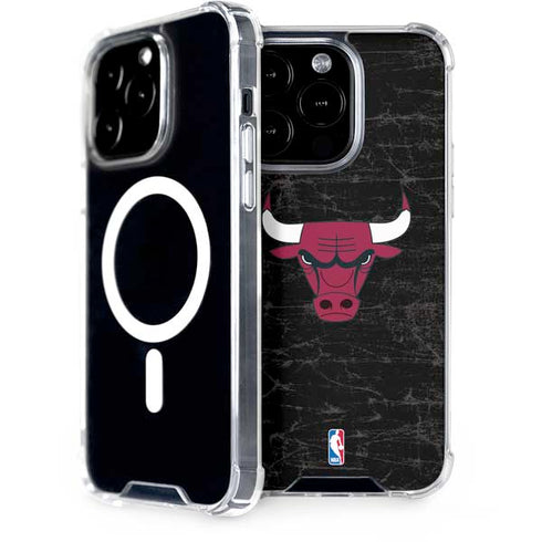NBA Chicago Bulls Black Distressed iPhone 15 Pro MagSafe Case