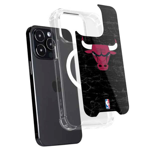 NBA Chicago Bulls Black Distressed iPhone 15 Pro MagSafe Case