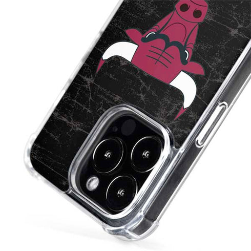 NBA Chicago Bulls Black Distressed iPhone 15 Pro Max MagSafe Case
