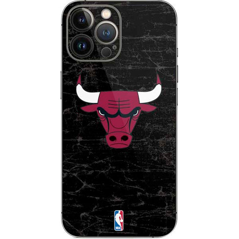 NBA Chicago Bulls Black Distressed iPhone 14 Pro Max Skin