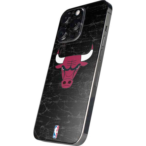 NBA Chicago Bulls Black Distressed iPhone 14 Pro Skin