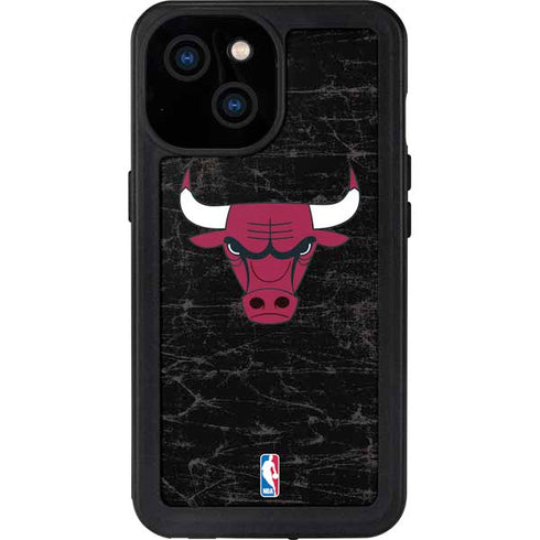 NBA Chicago Bulls Black Distressed iPhone 15 Waterproof Case