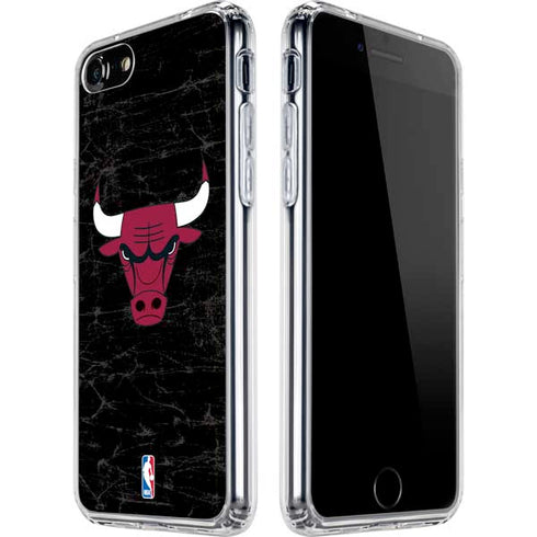 NBA Chicago Bulls Black Distressed iPhone SE (2nd & 3rd Gen) Clear Case