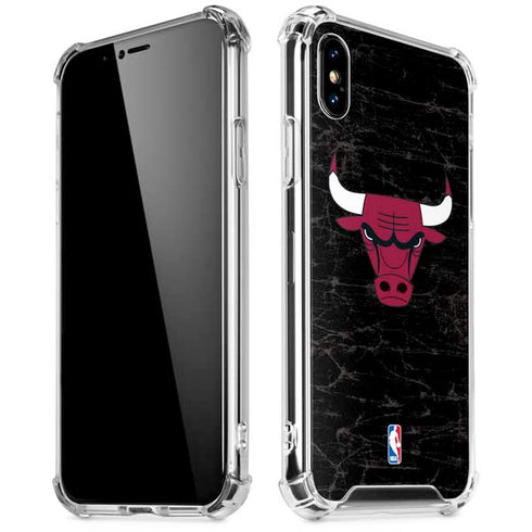 NBA Chicago Bulls Black Distressed iPhone XS Max Clear Case